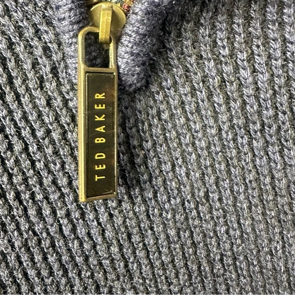 Ted Baker London Women’s 1/4 Zip Wool Blend Pullover 6 (US 12-14) Navy Sweater - Picture 3 of 8